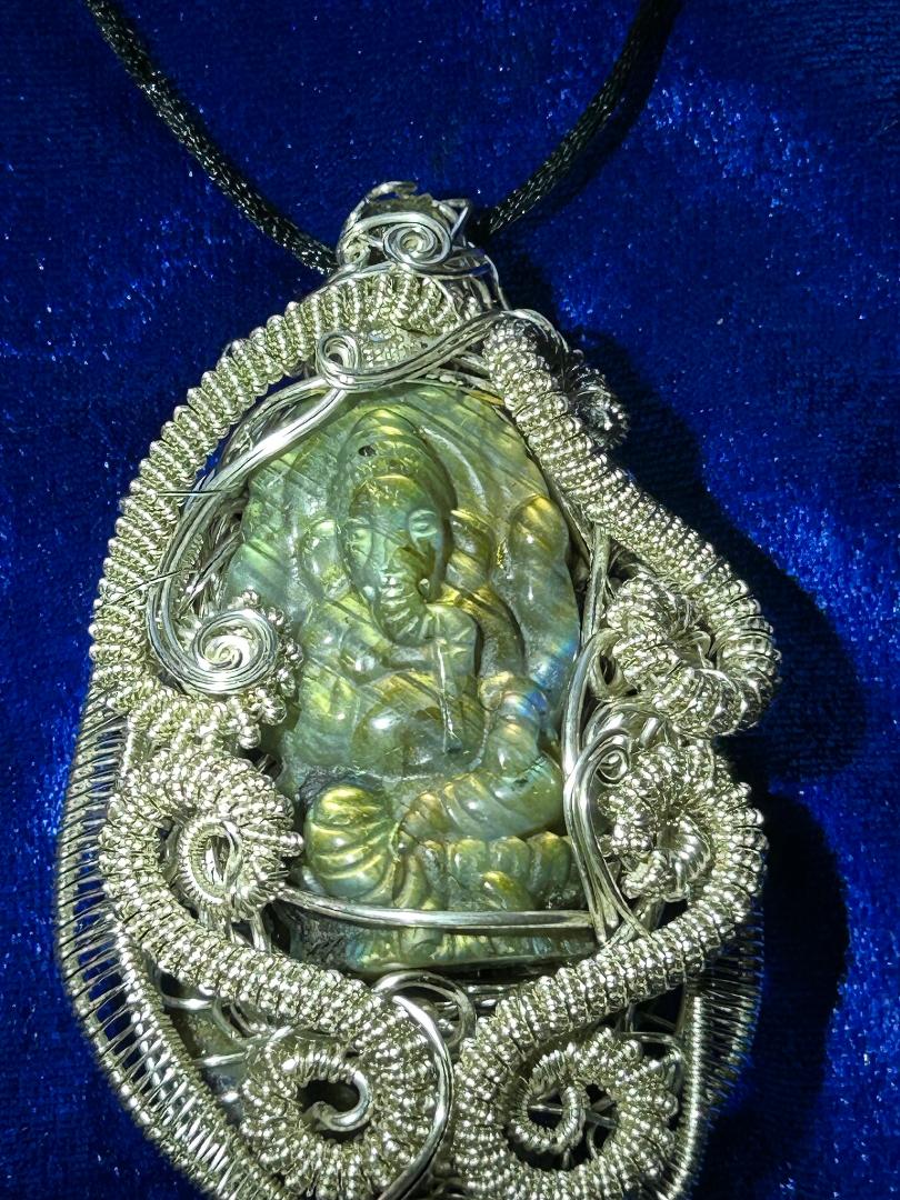 remover of obstacles,ganesha labrodorite opal tailsman or home decor