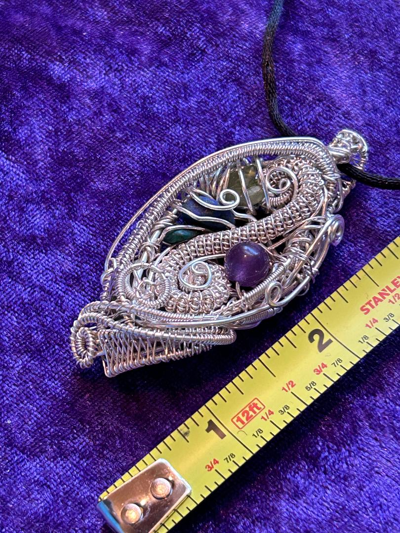 gemstone wirewrap pendant to inhance your joy