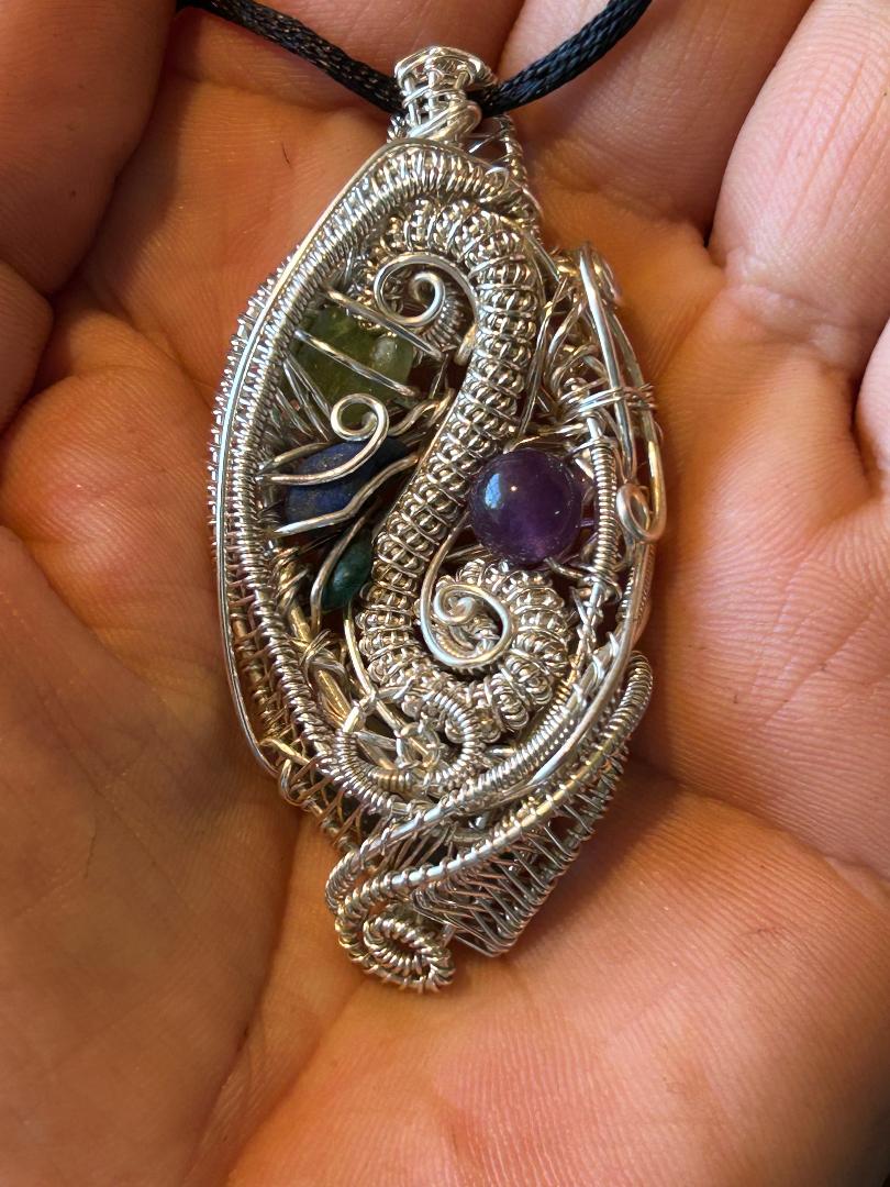 gemstone wirewrap pendant to inhance your joy